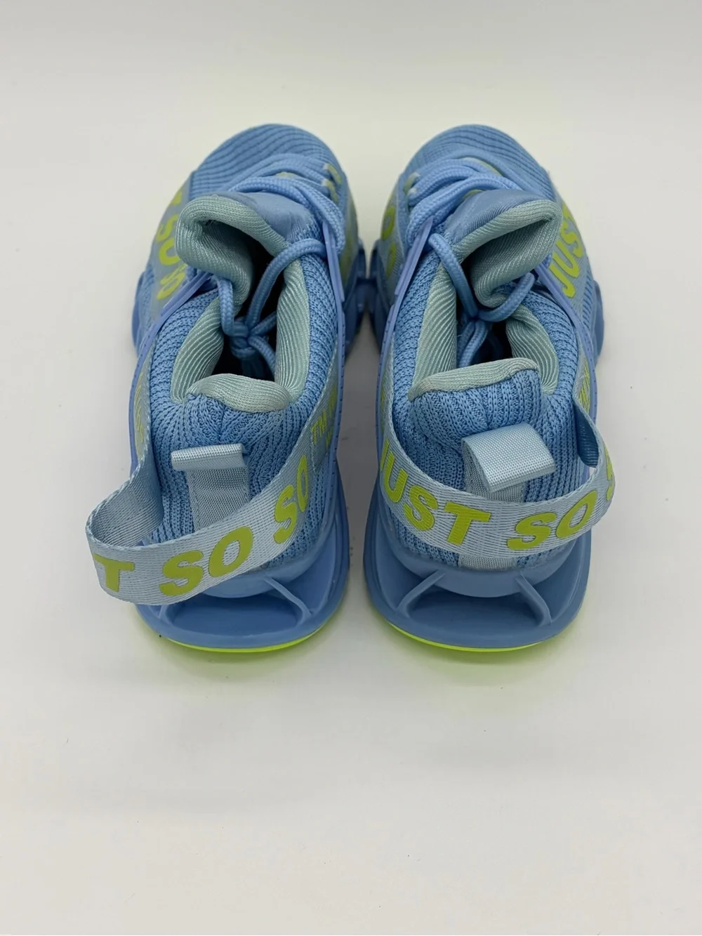 Women's Light Blue Sandals with Lime Accents - JUST SO